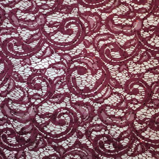 Wine Floral #2 Bridal Lace Fabric Polyester Mesh Elastane Blend Dress Material 58" By The Meter (Copy)