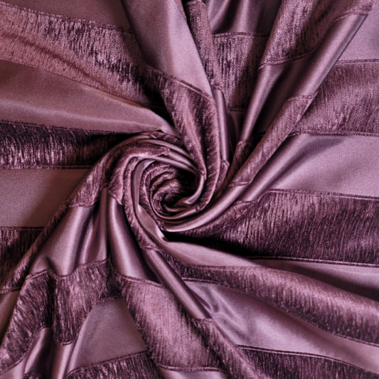 Wine Stripe Chenille Velvet Fabric Curtain Soft Furnishing Material 58" By The Meter
