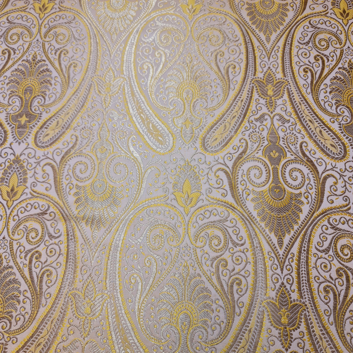 Ornamentaler Paisley Gold Metallic Druck Indischer Banarasi Brokat Stoff Meterware