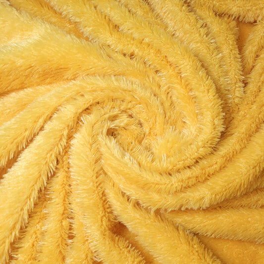 Yellow Faux Fur Fabric Luxury Handle Short Pile Furry Soft Cuddly Material 58"