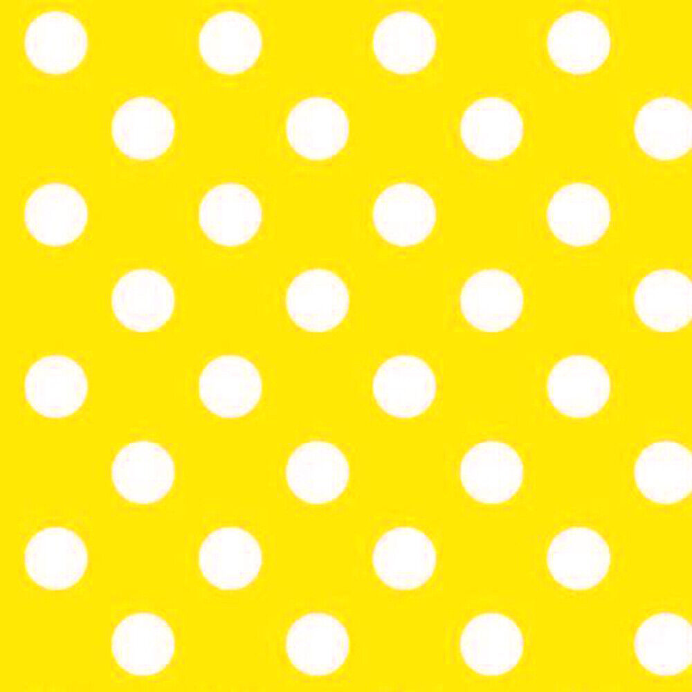 Yellow Polka Polka Dot PVC Vinyl Tablecloth Fabric – 58" Wide, Waterproof, Easy-Clean Party / Event Material By The Meter