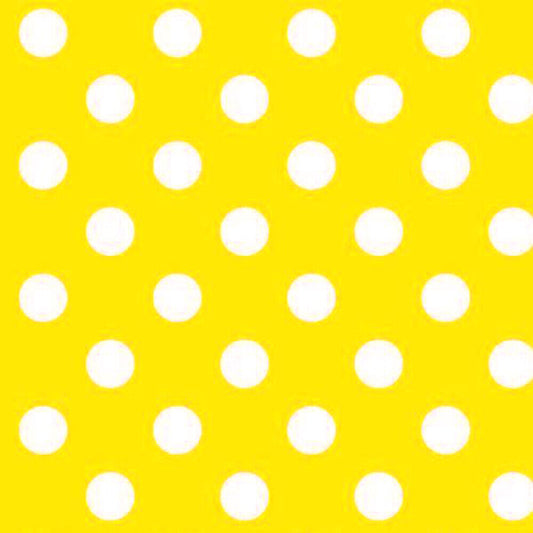 Yellow Polka Polka Dot PVC Vinyl Tablecloth Fabric – 58" Wide, Waterproof, Easy-Clean Party / Event Material By The Meter
