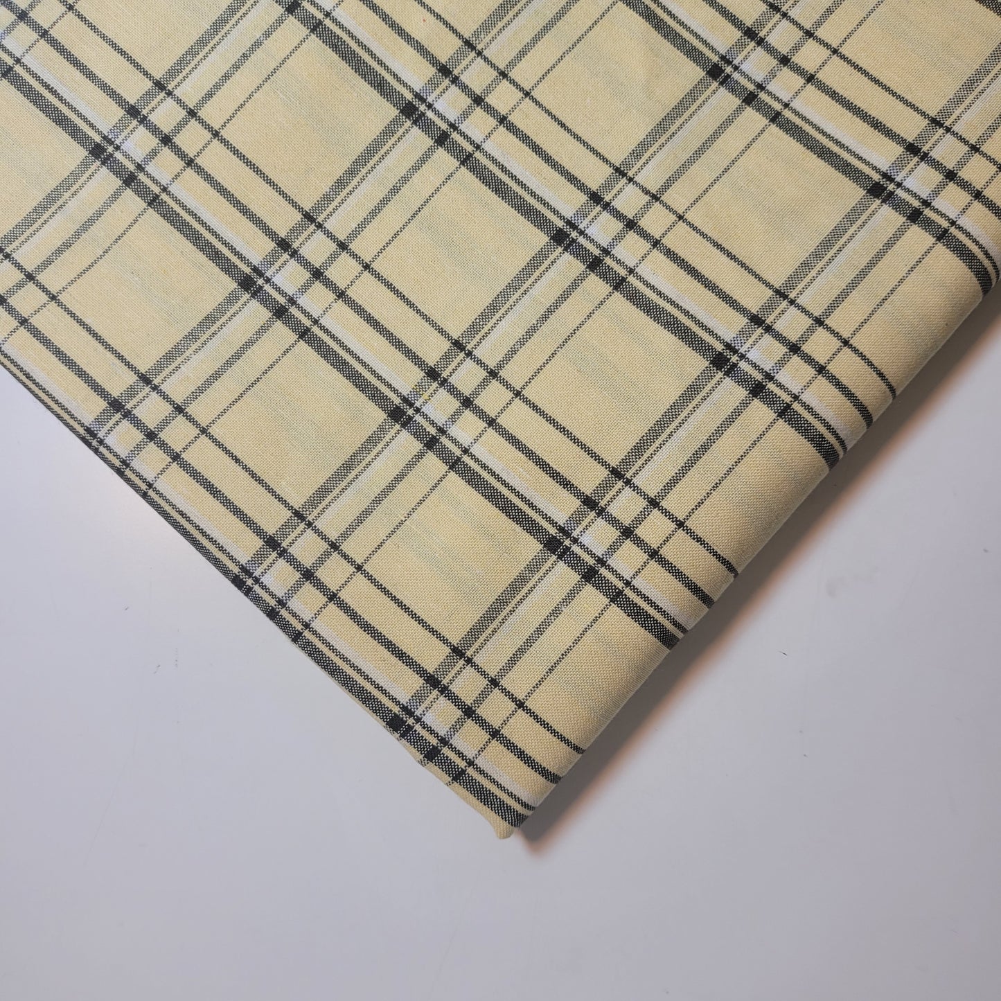 Yellow Brown 100% Cotton Tartan Check Plaid / Stripe Dress Fabric Craft Quilting Material 58" By The Meter