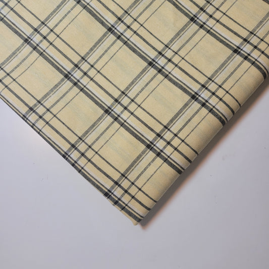 Gelbbraun, 100 % Baumwolle, Tartan, Karomuster, gestreift, Kleiderstoff, Bastel- und Quiltmaterial, 147,3 cm, Meterware