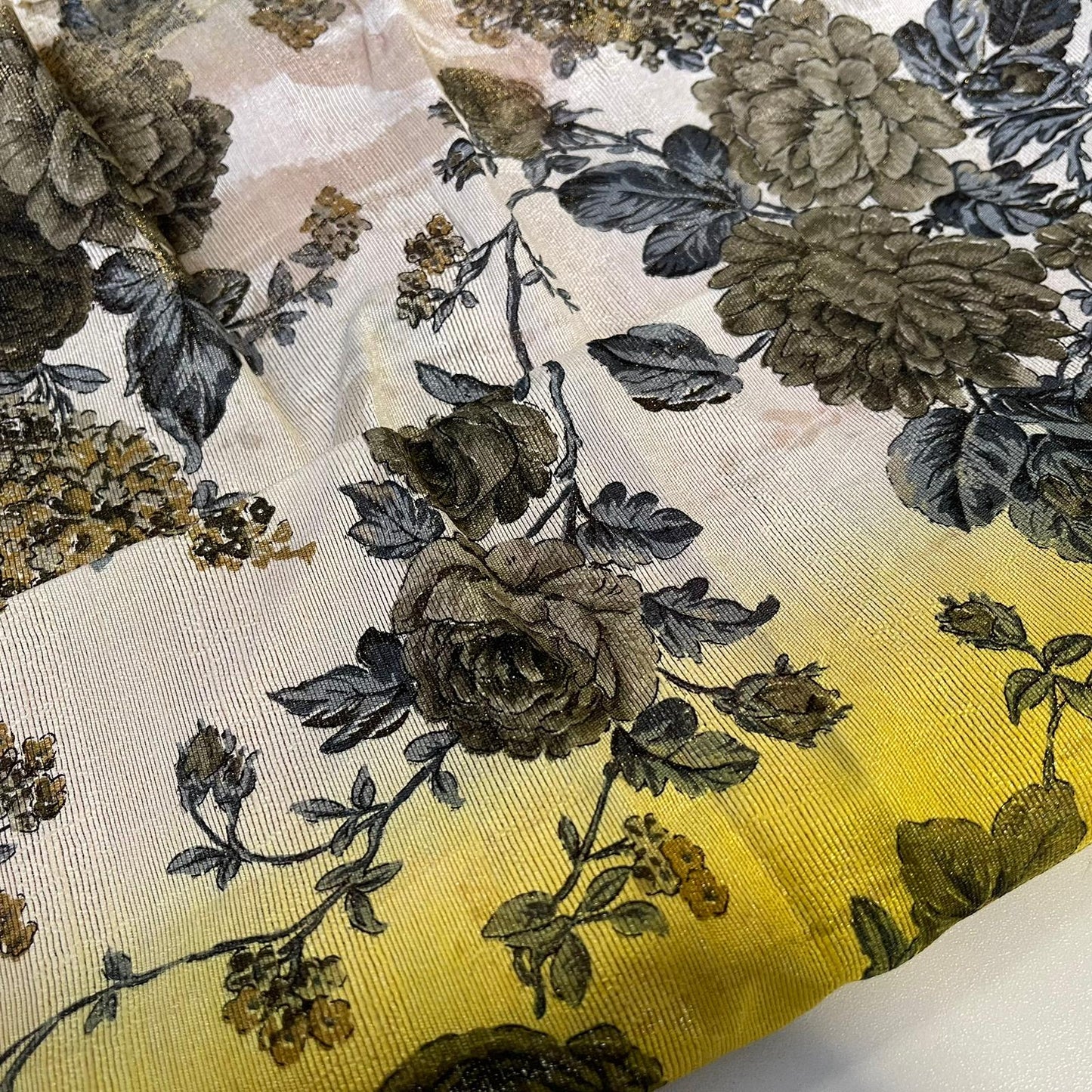 Floral Multi Tone Polyester Raw Silk Material Dress Craft Quilting Fabric 44" Wide By The Meter