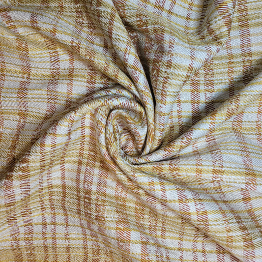 Yellow Orange Tweed Stripe Fabric Medium Weight Curtain Soft Furnishing Fabric 58" By Meter