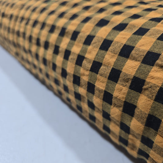 Yellow Black Gingham 100% Cotton Seersucker Fabric Crush Costume Craft Dress Material 58" By The Meter