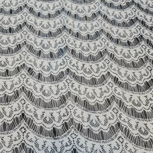 White Crepe Floral Lace Pattern Sheer Dress Drape Craft Fabric 58" By The Meter