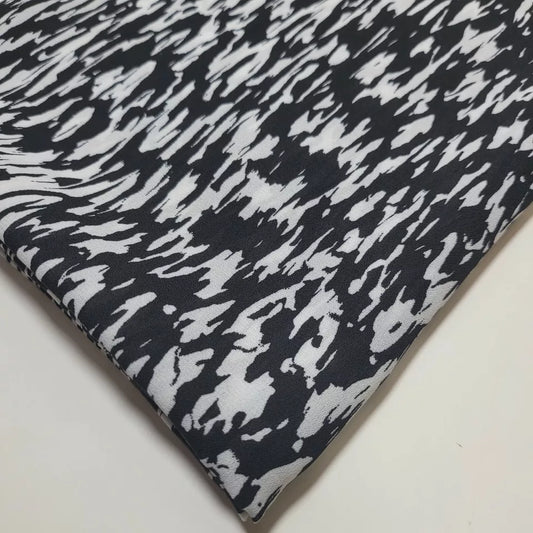 Black White Camo Bubble Crepe Floral Dress Material Soft Polyester Craft Drape Fabric 58" By The Meter