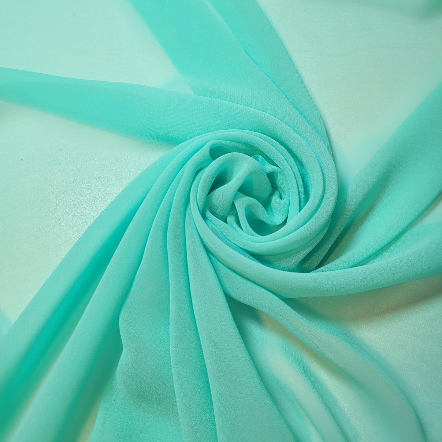 Aqua Chiffon Sheer Fabric Plain Soft Polyester Wedding Arch Dress Craft Material 44" (30 Meter Roll)