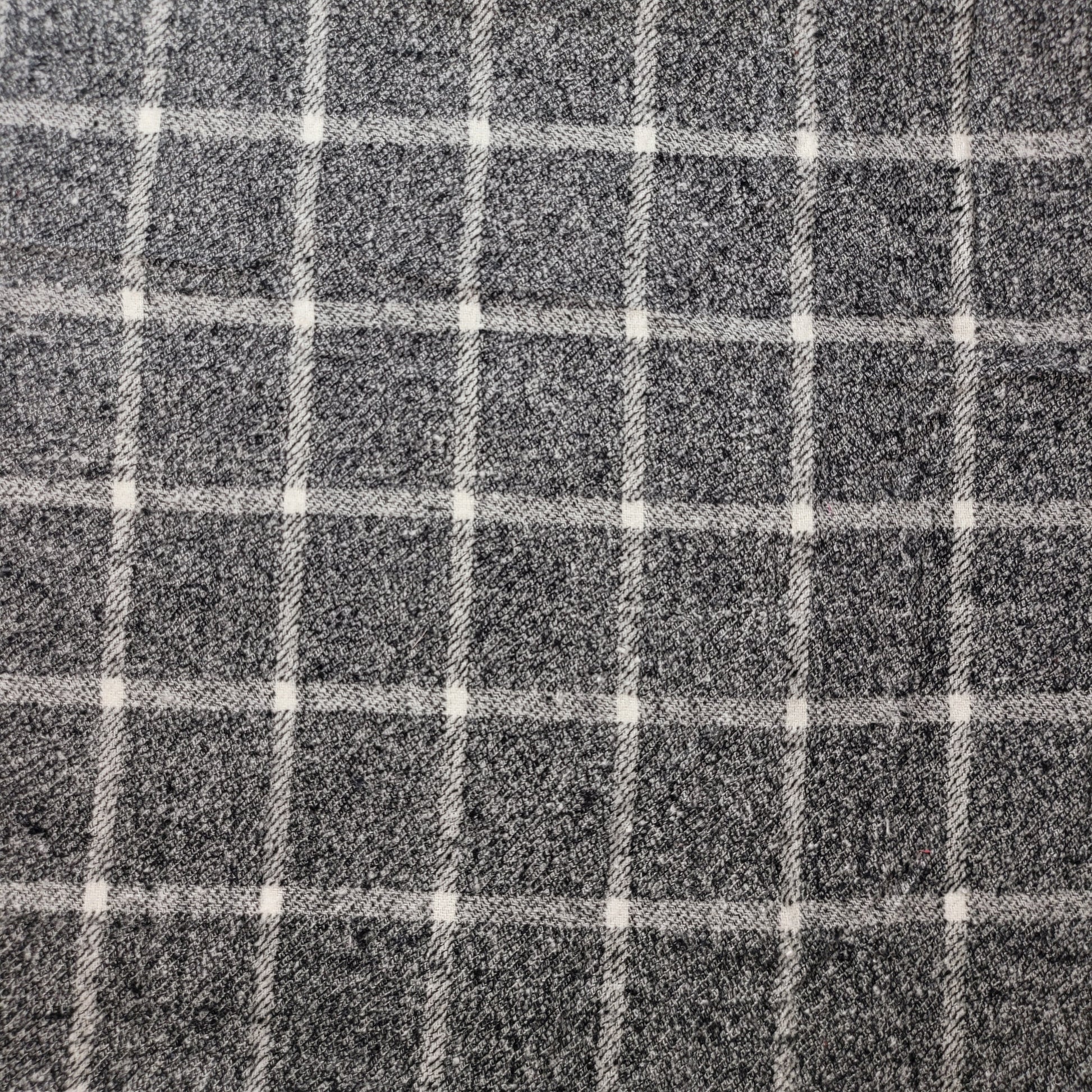 black and white tartan print brushed cotton fabric