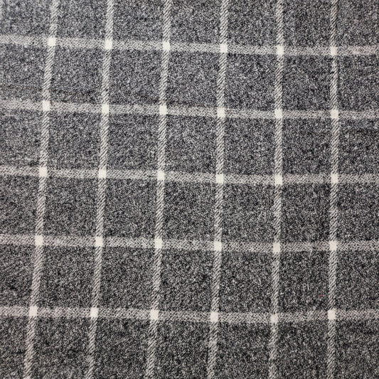 black and white tartan print brushed cotton fabric