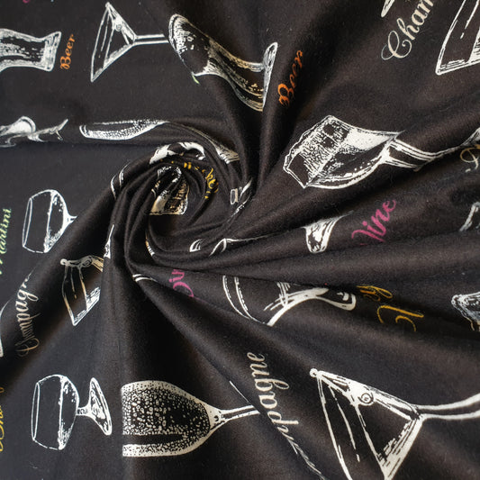 black brushed cotton flannel winceyette fabric