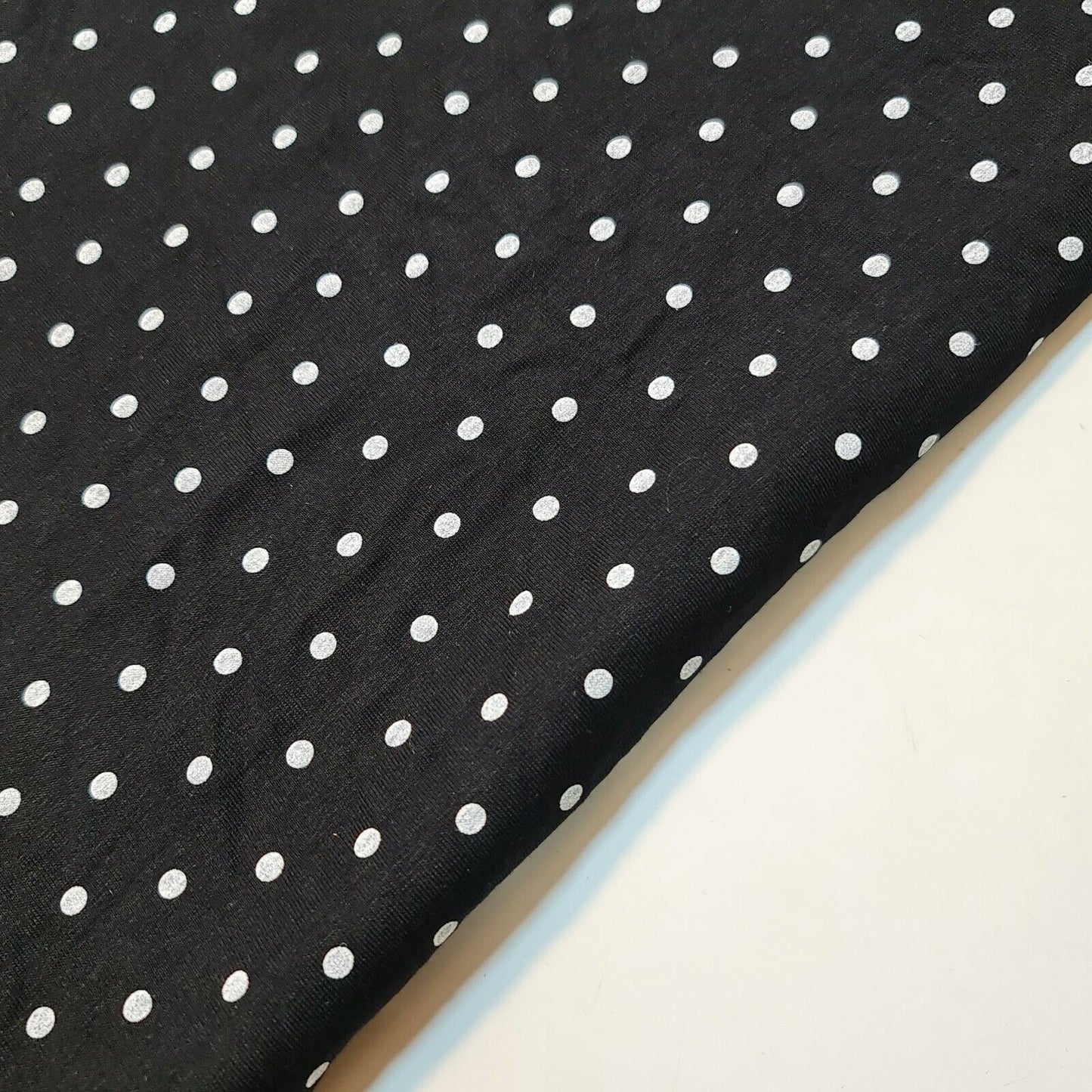 Black Pea Pin Polka Dot ITY Lycra Fabric Dress Craft Costume Material 58" By The Meter