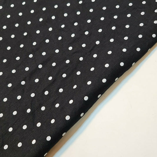 Black Pea Pin Polka Dot ITY Lycra Fabric Dress Craft Costume Material 58" By The Meter