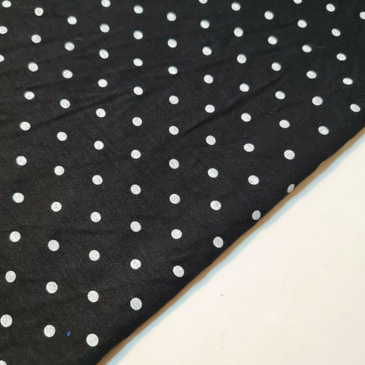 Black Pea Pin Polka Dot ITY Lycra Fabric Dress Craft Costume Material 58" By The Meter
