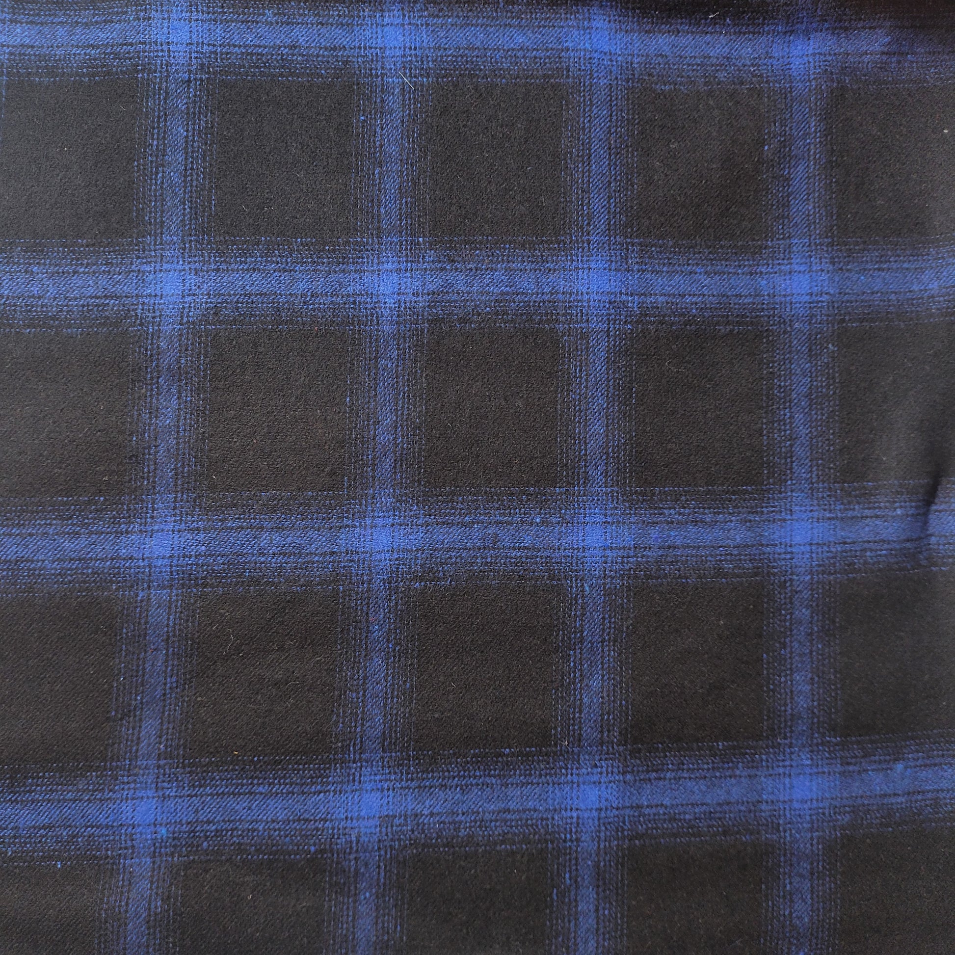 blue and black tartan brushed cotton winceyette flannel fabric