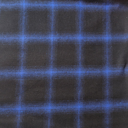 blue and black tartan brushed cotton winceyette flannel fabric