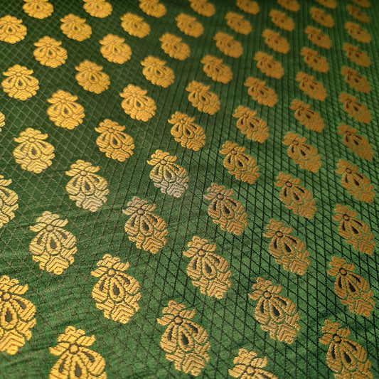 bottle green banarasi brocade jacquard fabric uk