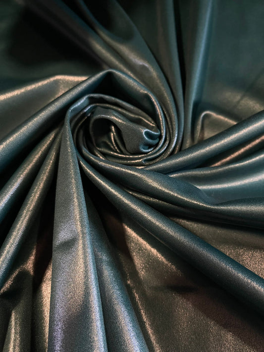 Bottle Green Plain Leather Look Gloss PVC Spandex Latex Stretch Dress/Craft Fabric 58" By The Meter