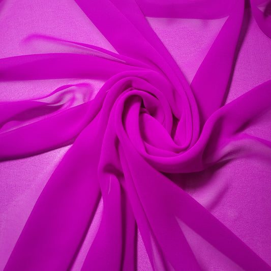 Bright Purple Chiffon Sheer Fabric Plain Soft Polyester Wedding Arch Dress Craft Material 44" By the Meter