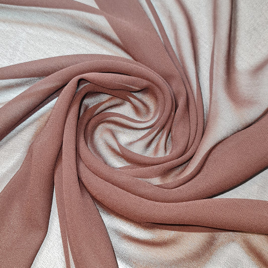 Chocolate Chiffon Sheer Fabric Plain Soft Polyester Wedding Arch Dress Craft Material 44" By the Meter