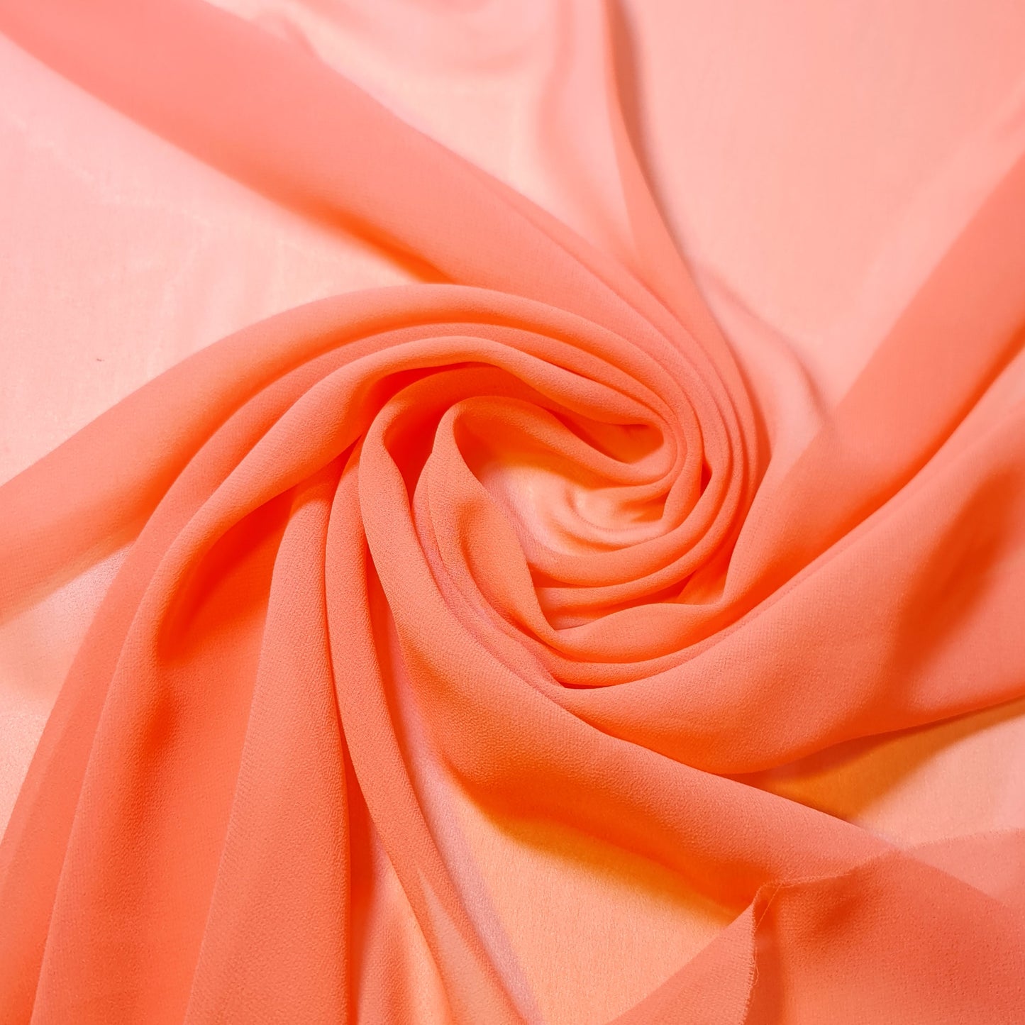 Coral Peach Chiffon Sheer Fabric Plain Soft Polyester Wedding Arch Dress Craft Material 44" (30 Meter Roll)