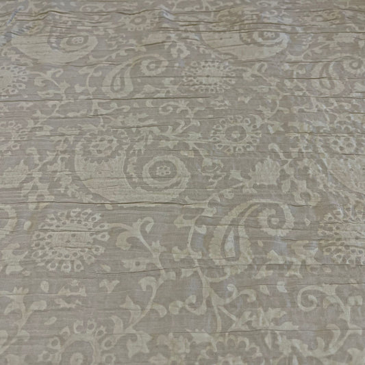 Cream Floral Paisley Burnout 100% Cotton Crush Fabric Crinkle Craft Dress Costume Material 50 " By The Meter