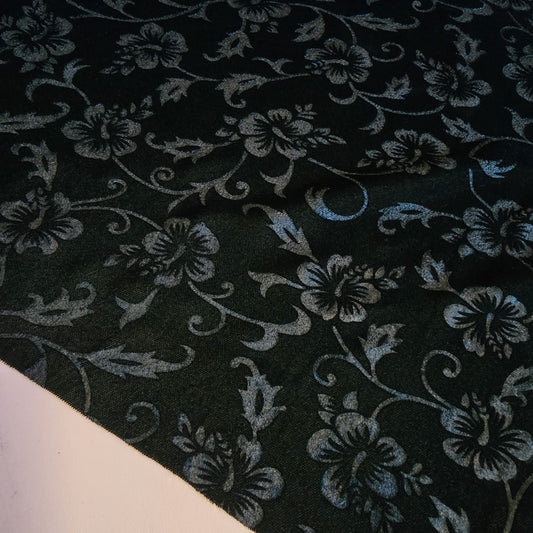 Dark Olive Floral Embossed Micro Velvet Luxury Fabric Dress Craft Costume Decor Material 58" By The Meter