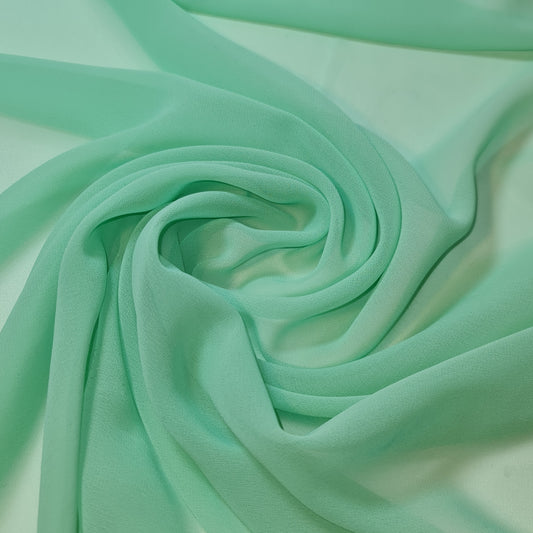 Fern Green Chiffon Sheer Fabric Plain Soft Polyester Wedding Arch Dress Craft Material 44" (30 Meter Roll)