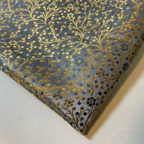 Grey floral brocade fabric by the meter for dress making, craft, and curtain