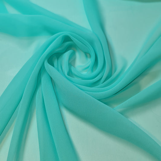 Light Sea Green Chiffon Sheer Fabric Plain Soft Polyester Wedding Arch Dress Craft Material 44" (30 Meter Roll)