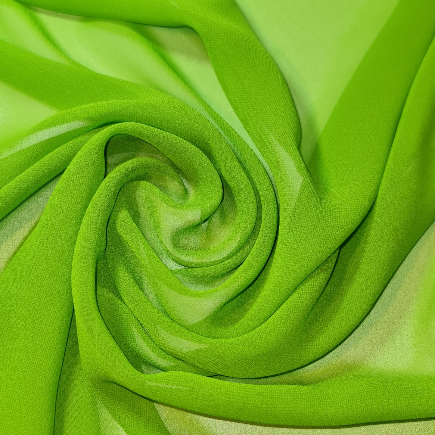 Lime Green Chiffon Sheer Fabric Plain Soft Polyester Wedding Arch Dress Craft Material 44" By the Meter