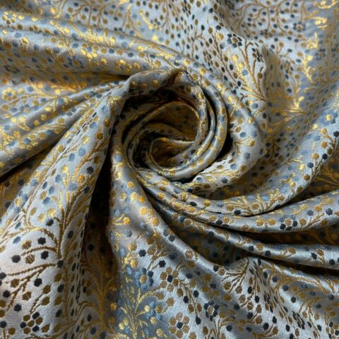 Marl grey ditsy floral brocade fabric jacquard indian banarasi material