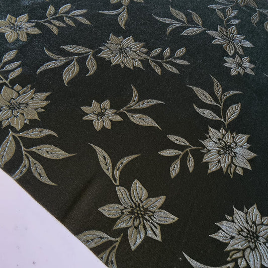Olive Floral Embossed Micro Velvet Luxury Fabric Dress Craft Costume Decor Material 58" By The Meter
