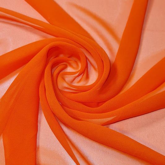plain burnt orange chiffon fabric uk