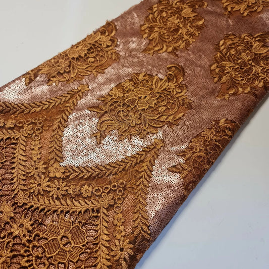 Sequin Embroidery Lace Border Material Dress Craft Wedding Fabric 58" Wide By The Meter