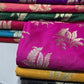 Floral Gold Jacquard Banaras Brocade Dress Craft Fabric 44" Wide By The Meter