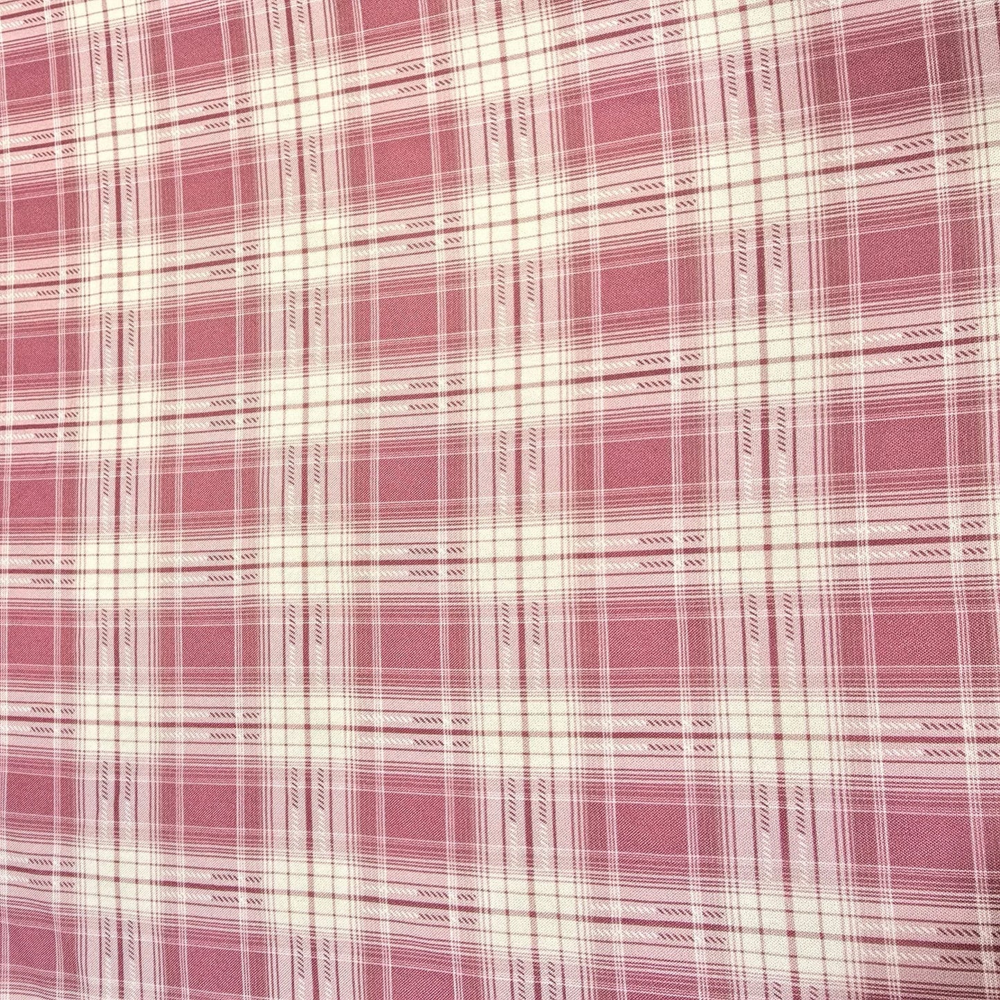 Pink Vintage Viscose Challis Fabric Check Plaid Tartan Soft Drape Rayon Dress Material 58" Wide By The Meter