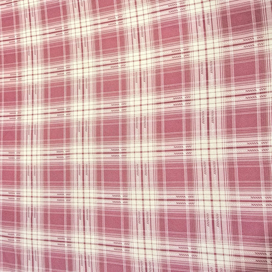 Pink Vintage Viscose Challis Fabric Check Plaid Tartan Soft Drape Rayon Dress Material 58" Wide By The Meter
