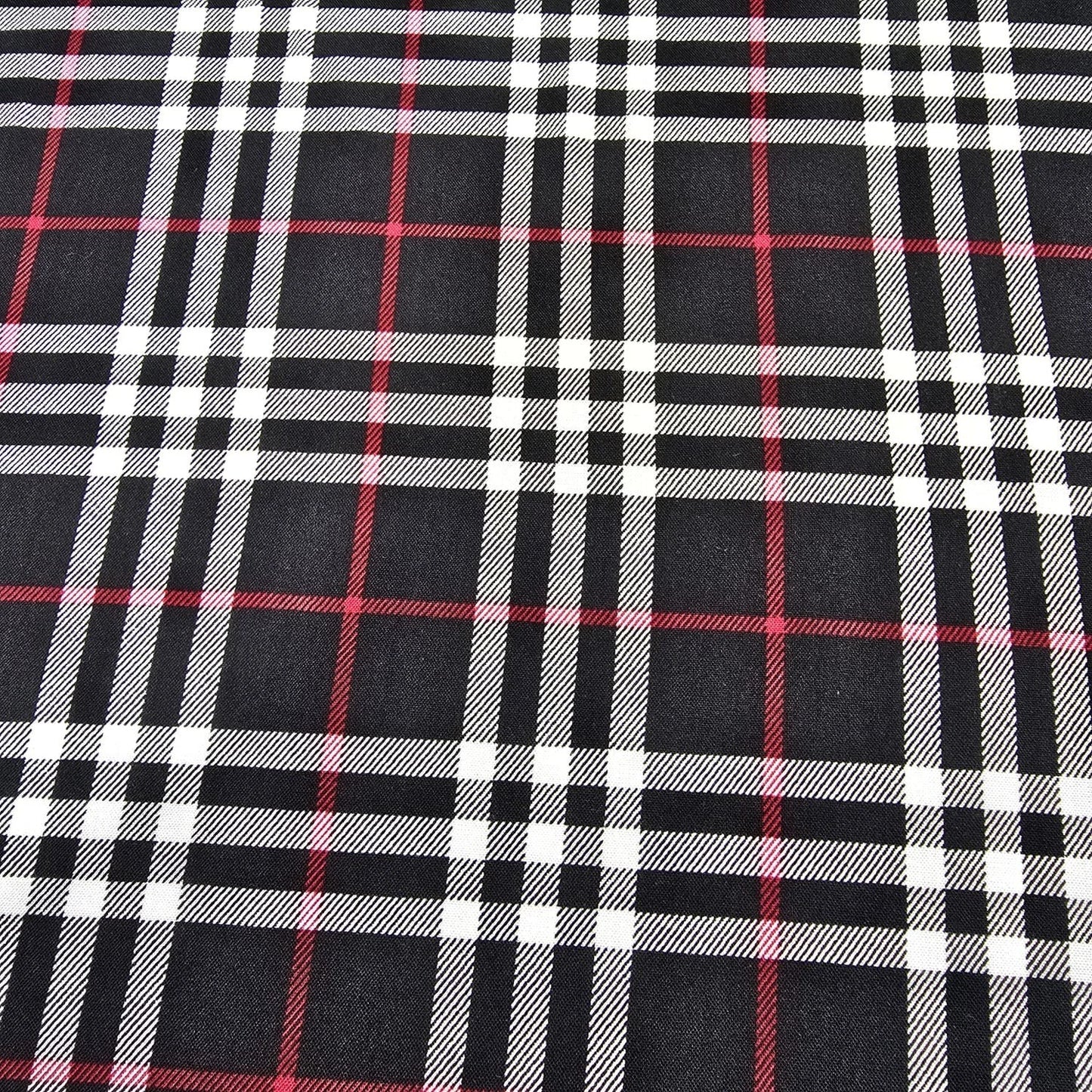 Black & Red Classic Viscose Challis Fabric Check Plaid Tartan Soft Drape Rayon Dress Material 58" Wide By The Meter