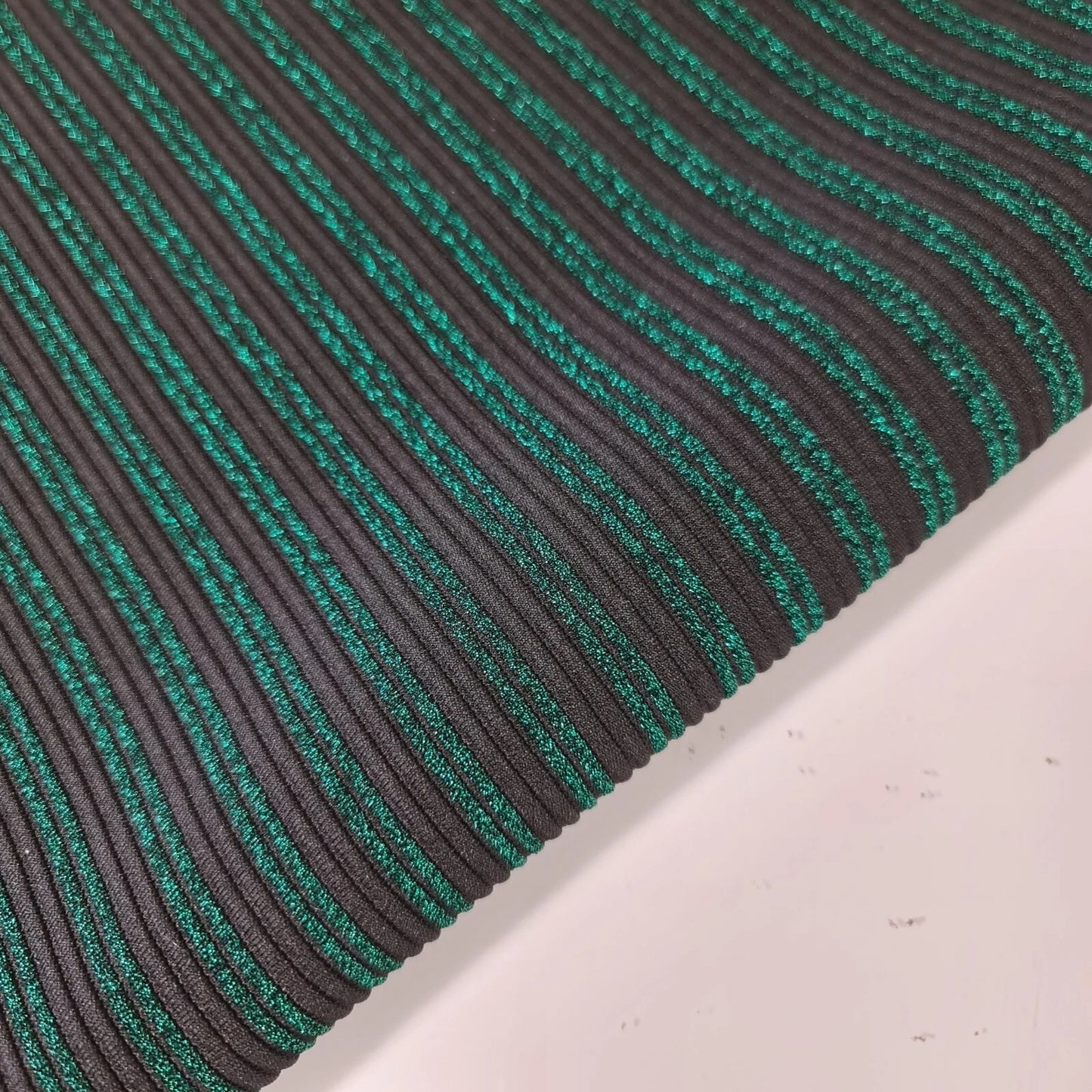 Black Jade Glitter Stripe Stretch Jersey Fabric 58" Dress Dance Costume By Meter