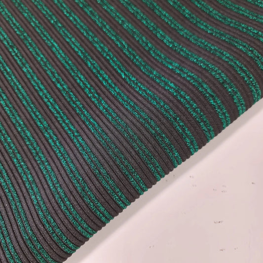 Black Jade Glitter Stripe Stretch Jersey Fabric 58" Dress Dance Costume By Meter