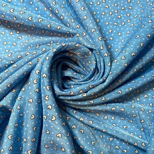 Blue Heart Crepe Print Fabric Sewing Craft Spot Quilting Dress Material 58" By the Meter (Copy)