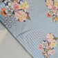 Duck Egg  Floral Satin Fabric Stripe Print Dress Craft Bridal Material 58" By Meter