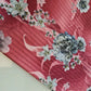 Burgundy Floral Satin Fabric Stripe Print Dress Craft Bridal Material 58" By Meter