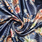 Blue Floral Satin Fabric Stripe Print Dress Craft Bridal Material 58" By Meter