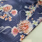 Blue Floral Satin Fabric Stripe Print Dress Craft Bridal Material 58" By Meter