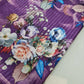 Purple Floral Satin Fabric Stripe Print Dress Craft Bridal Material 58" By Meter