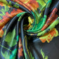 Weiches Satin-Kleidergewebe mit Blumenmuster, schwarze Rosen, Meterware, 147,3 cm